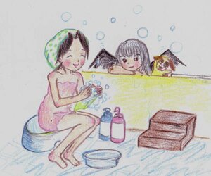 Rating: Safe Score: 0 Tags: 2girls blush brown_hair closed_eyes image kakizaki_megu multiple_girls naked_towel red_eyes short_hair smile solo suigintou towel wings User: admin