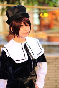 Rating: Safe Score: 0 Tags: 1girl black_headwear blue_eyes blurry blurry_background brown_hair depth_of_field green_eyes hat heterochromia lips looking_at_viewer outdoors short_hair solo souseiseki User: admin