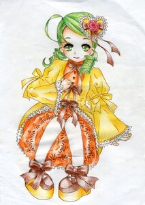 Rating: Safe Score: 0 Tags: 1girl ahoge bow dress drill_hair flower frills full_body green_eyes green_hair hair_ornament heart_hair_ornament image kanaria long_sleeves orange_dress ribbon rose solo traditional_media twin_drills yellow_dress User: admin