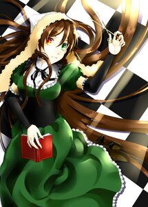 Rating: Safe Score: 0 Tags: 1girl argyle argyle_background argyle_legwear board_game book brown_hair checkered checkered_background checkered_floor chess_piece dress floor green_eyes heterochromia image long_hair lying on_back on_floor perspective red_eyes solo suiseiseki tile_floor tiles very_long_hair User: admin