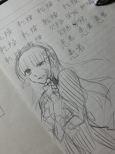 Rating: Safe Score: 0 Tags: 1girl dress greyscale hairband image long_hair long_sleeves looking_at_viewer monochrome sketch solo suigintou User: admin