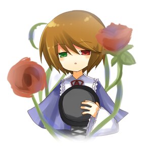 Rating: Safe Score: 0 Tags: 1girl :o bad_id bad_pixiv_id bangs black_headwear blush brown_hair capelet expressionless eyebrows_visible_through_hair fedora flower frilled_sleeves frills green_eyes half-closed_eyes hat hat_removed headwear_removed heterochromia holding holding_clothes holding_hat image long_sleeves looking_at_viewer lowres open_mouth plant red_eyes red_flower rozen_maiden short_hair simple_background sketch solo souseiseki striped top_hat upper_body vertical_stripes watering_can white_background wide_sleeves yuzuki_(yuduame) User: admin