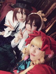 Rating: Safe Score: 0 Tags: 3girls 91076 black_eyes black_hair blonde_hair blue_eyes dress drill_hair hat lips looking_at_viewer makeup multiple_cosplay multiple_girls realistic rose short_hair sisters smile tagme User: admin