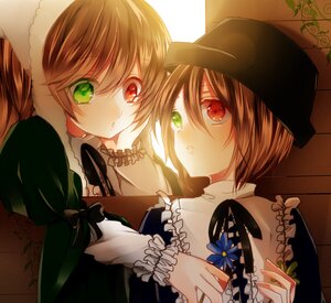 Rating: Safe Score: 0 Tags: 2girls brown_hair dress flower green_eyes hat heterochromia image long_hair long_sleeves looking_at_viewer multiple_girls pair red_eyes ribbon short_hair siblings sisters souseiseki suiseiseki twins User: admin