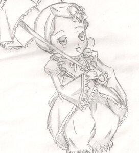 Rating: Safe Score: 0 Tags: 1girl :d auto_tagged blush dress drill_hair frills graphite_(medium) greyscale holding holding_umbrella image kanaria long_sleeves looking_at_viewer monochrome open_mouth parasol smile solo traditional_media twin_drills umbrella wide_sleeves User: admin