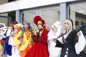 Rating: Safe Score: 0 Tags: blonde_hair blue_hair brown_hair closed_eyes dress frills hair_ornament hat long_hair multiple_boys multiple_cosplay multiple_girls short_hair tagme wings User: admin