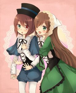 Rating: Safe Score: 0 Tags: 2girls auto_tagged blue_dress blush brown_hair dress frills green_dress green_eyes hat holding_hands image long_hair long_sleeves multiple_girls open_mouth pair pantyhose ribbon short_hair shorts siblings sisters smile souseiseki suiseiseki top_hat twins very_long_hair User: admin