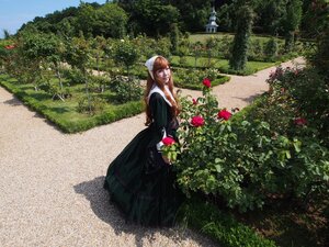 Rating: Safe Score: 0 Tags: 1girl black_dress brown_hair closed_eyes day dress flower garden habit long_hair long_sleeves nun outdoors plant red_flower solo standing suiseiseki tree User: admin