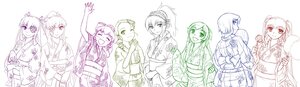 Rating: Safe Score: 0 Tags: 6+girls floral_print glasses hair_ornament image japanese_clothes kimono long_hair monochrome multiple multiple_girls obi one_eye_closed open_mouth ponytail sash short_hair smile tagme twintails User: admin