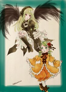 Rating: Safe Score: 0 Tags: 2girls blonde_hair bloomers boots bow dress frills green_eyes green_hair hairband image kanaria long_hair long_sleeves multiple_girls pair red_eyes ribbon short_hair suigintou wings User: admin