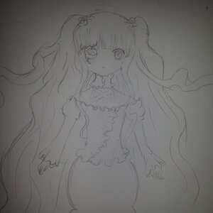 Rating: Safe Score: 0 Tags: 1girl auto_tagged bow dress greyscale image kirakishou lineart long_hair looking_at_viewer monochrome smile solo traditional_media two_side_up very_long_hair User: admin
