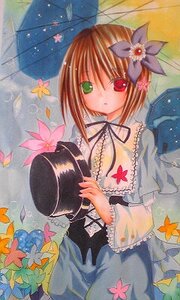 Rating: Safe Score: 0 Tags: 1girl autumn autumn_leaves brown_hair green_eyes hat heterochromia holding holding_umbrella image leaf long_sleeves maple_leaf marker_(medium) parasol red_eyes short_hair solo souseiseki traditional_media umbrella User: admin