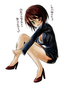 Rating: Safe Score: 0 Tags: 1girl blush bra breasts brown_hair cleavage formal green_eyes heterochromia high_heels image long_sleeves medium_breasts miniskirt pencil_skirt short_hair skirt skirt_suit solo souseiseki suit User: admin