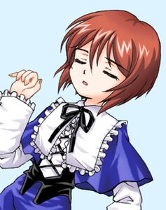 Rating: Safe Score: 0 Tags: 1girl blue_background blue_dress closed_eyes cross-laced_clothes dress frills image long_sleeves open_mouth ribbon short_hair simple_background solo souseiseki upper_body User: admin