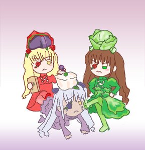 Rating: Safe Score: 0 Tags: 3girls blonde_hair brown_hair dress gradient gradient_background green_eyes hina_ichigo image kanaria long_hair long_sleeves multiple multiple_girls shinku standing suigintou suiseiseki tagme yellow_eyes User: admin