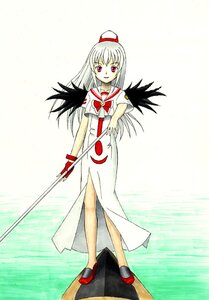 Rating: Safe Score: 0 Tags: 1girl blouse dress full_body gloves hat image leg_cutout long_dress long_hair red_eyes sailor_collar short_sleeves side_slit solo standing suigintou uniform white_blouse white_dress wings User: admin