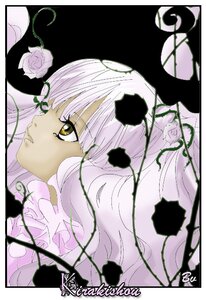 Rating: Safe Score: 0 Tags: 1girl bangs flower frame hair_ornament image kirakishou long_hair pink_hair profile rose solo thorns white_flower white_hair white_rose yellow_eyes User: admin