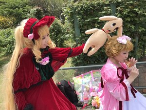 Rating: Safe Score: 0 Tags: blonde_hair bow bunny dress flower forest long_hair multiple_cosplay multiple_girls nature outdoors pink_dress realistic stuffed_animal stuffed_bunny tagme tree User: admin