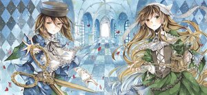 Rating: Safe Score: 0 Tags: 2girls :< argyle argyle_background auto_tagged brown_hair capelet chain checkered checkered_background checkered_floor chess_piece commentary_request dress flower frills green_dress green_eyes hairband hat heterochromia image iris_(riba) long_hair multiple_girls orange_eyes pair petals ribbon rozen_maiden scissors short_hair siblings sisters souseiseki suiseiseki tile_floor tiles top_hat traditional_media twins very_long_hair watering_can yellow_eyes User: admin