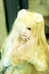 Rating: Safe Score: 0 Tags: 1girl bangs blonde_hair blurry dress flower hair_flower hair_ornament kirakishou lace lips long_hair rose solo white_flower white_rose User: admin