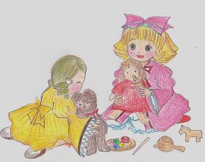 Rating: Safe Score: 0 Tags: 1girl blonde_hair bow colored_pencil_(medium) dress green_eyes grey_background hair_bow hina_ichigo hinaichigo image kanaria long_sleeves pair pink_bow simple_background smile stuffed_animal traditional_media watercolor_(medium) User: admin