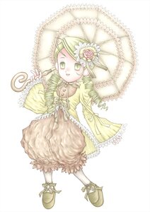 Rating: Safe Score: 0 Tags: 1girl blonde_hair bloomers blush dress drill_hair flower frills full_body green_eyes green_hair hat hina_ichigo holding_umbrella image kanaria long_hair long_sleeves pantyhose parasol rose solo standing twin_drills umbrella underwear white_background white_legwear User: admin