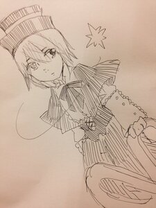 Rating: Safe Score: 0 Tags: 1girl capelet hat image looking_at_viewer monochrome ribbon short_hair solo souseiseki star_(symbol) User: admin