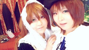 Rating: Safe Score: 0 Tags: 2girls brown_hair green_eyes hat heterochromia lips long_hair looking_at_viewer multiple_cosplay multiple_girls red_eyes short_hair siblings sisters smile souseiseki suiseiseki tagme twins User: admin