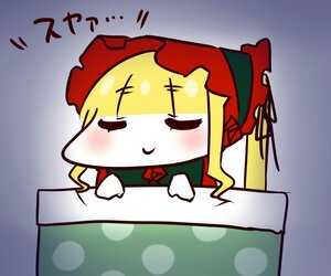 Rating: Safe Score: 0 Tags: 1girl =_= blonde_hair chibi cup dress image shinku solo User: admin