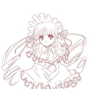 Rating: Safe Score: 0 Tags: 1girl cowboy_shot dress drill_hair image long_hair long_sleeves looking_at_viewer monochrome ribbon shinku simple_background solo standing striped twintails very_long_hair User: admin