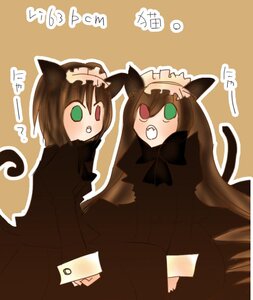 Rating: Safe Score: 0 Tags: 2girls animal_ears brown_hair cat_ears cat_tail green_eyes image multiple_girls pair rib3bcm souseiseki suiseiseki tail User: admin