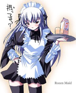 Rating: Safe Score: 0 Tags: 1girl apron auto_tagged black_dress black_legwear blush cowboy_shot cup dress frills image long_hair long_sleeves looking_at_viewer maid milk pale_skin red_eyes rozen_maiden shinshin silver_hair solo suigintou thighhighs tray waitress zettai_ryouiki User: admin