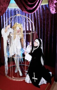Rating: Safe Score: 0 Tags: 1girl black_hair blonde_hair boots curtains dress holding holding_weapon long_hair long_sleeves multiple_cosplay standing tagme User: admin