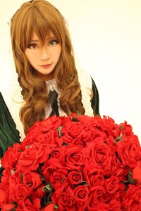 Rating: Safe Score: 0 Tags: 1girl blonde_hair bouquet flower heterochromia lips long_hair pink_rose red_eyes red_flower red_rose rose solo striped suiseiseki white_rose yellow_rose User: admin