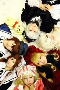 Rating: Safe Score: 0 Tags: 6+girls blonde_hair bow brown_hair closed_eyes dress everyone eyepatch hat lips long_hair multiple_cosplay multiple_girls realistic shinku siblings silver_hair sisters souseiseki suigintou suiseiseki tagme twins User: admin