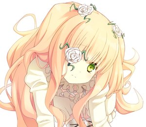 Rating: Safe Score: 0 Tags: 1girl bangs blonde_hair blunt_bangs blush brown_hair commentary_request dress eyepatch flower flower_over_eye frilled_shirt_collar frills frown green_eyes hair_flower hair_ornament image kirakishou long_hair peragura photoshop_(medium) rose rozen_maiden simple_background solo tareme thorns very_long_hair white_background white_flower white_rose yellow_rose User: admin
