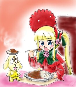 Rating: Safe Score: 0 Tags: 1girl artist_request blonde_hair blue_eyes blush blush_stickers bonnet bow bowtie curry dog dress eating flower food green_bow green_neckwear holding holding_spoon image kunkun long_hair long_sleeves open_mouth pink_flower pink_rose red_dress rose rozen_maiden shinku sidelocks solo spoon User: admin