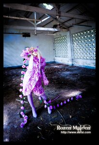 Rating: Safe Score: 0 Tags: 1girl barasuishou boots dress flower letterboxed long_hair purple_eyes solo User: admin