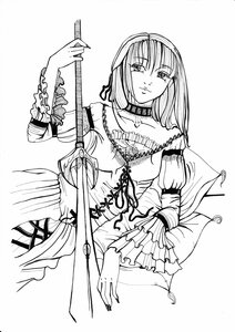 Rating: Safe Score: 0 Tags: 1girl bare_shoulders choker dress greyscale image instrument monochrome solo suigintou veil User: admin