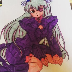 Rating: Safe Score: 0 Tags: 1girl barasuishou boots dress eyepatch hair_ornament head_wings image juliet_sleeves long_hair long_sleeves puffy_sleeves sitting solo suigintou traditional_media very_long_hair wings User: admin
