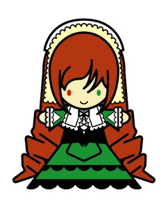 Rating: Safe Score: 0 Tags: 1girl chibi dress frills green_dress image lolita_fashion long_sleeves ribbon short_hair simple_background smile solo suiseiseki white_background User: admin
