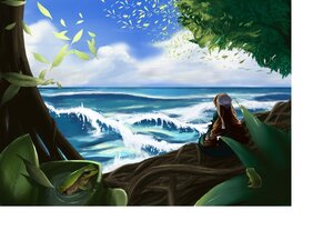 Rating: Safe Score: 0 Tags: 1girl artist_request blue_sky cloud day image leaf long_hair long_sleeves nature ocean outdoors rozen_maiden scenery sky solo suiseiseki tree very_long_hair water User: admin