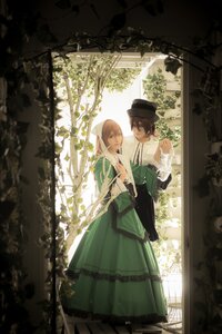 Rating: Safe Score: 0 Tags: 1girl brown_eyes brown_hair dress flower green_dress hat looking_at_viewer multiple_cosplay smile tagme window User: admin