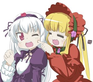 Rating: Safe Score: 0 Tags: 2girls :3 bad_id bad_pixiv_id blonde_hair bonnet bow cheek_pinching cheek_poking closed_eyes dress flower frills hairband image juliet_sleeves long_hair long_sleeves lucky_star multiple_girls nagian one_eye_closed open_mouth pair poking ribbon rose rozen_maiden shinku silver_hair suigintou wings User: admin
