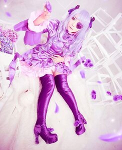 Rating: Safe Score: 0 Tags: 1girl barasuishou boots dress eyepatch flower hair_ornament high_heels long_hair purple_dress purple_eyes purple_flower purple_legwear purple_rose purple_theme rose sitting solo thighhighs User: admin