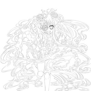 Rating: Safe Score: 0 Tags: 1girl absurdly_long_hair curly_hair dress eyepatch flower frills image kirakishou lineart long_hair monochrome rose sitting solo very_long_hair User: admin