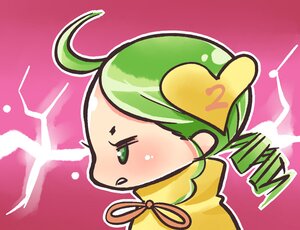 Rating: Safe Score: 0 Tags: ahoge blush gradient gradient_background green_eyes green_hair image kanaria outline pink_background simple_background solo white_outline User: admin