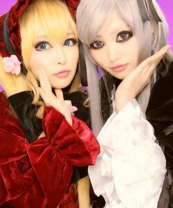 Rating: Safe Score: 0 Tags: 2girls blonde_hair blue_eyes bow flower hair_ornament lips long_hair long_sleeves looking_at_viewer multiple_cosplay multiple_girls purple_eyes realistic ribbon rose silver_hair smile swept_bangs tagme User: admin