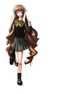 Rating: Safe Score: 0 Tags: 1girl black_footwear boots brown_hair full_body green_eyes heterochromia image long_hair pleated_skirt red_eyes school_uniform serafuku skirt solo standing suiseiseki very_long_hair User: admin