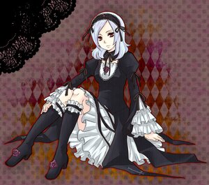 Rating: Safe Score: 0 Tags: 1girl argyle argyle_background argyle_legwear black_legwear board_game boots checkered checkered_background checkered_floor chess_piece dress frills hairband high_heels image perspective red_eyes ribbon sitting solo suigintou tile_floor tiles white_hair User: admin